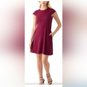 Vince Camuto Textured Sleeveless Fit-and-Flare Mini Dress in Wine